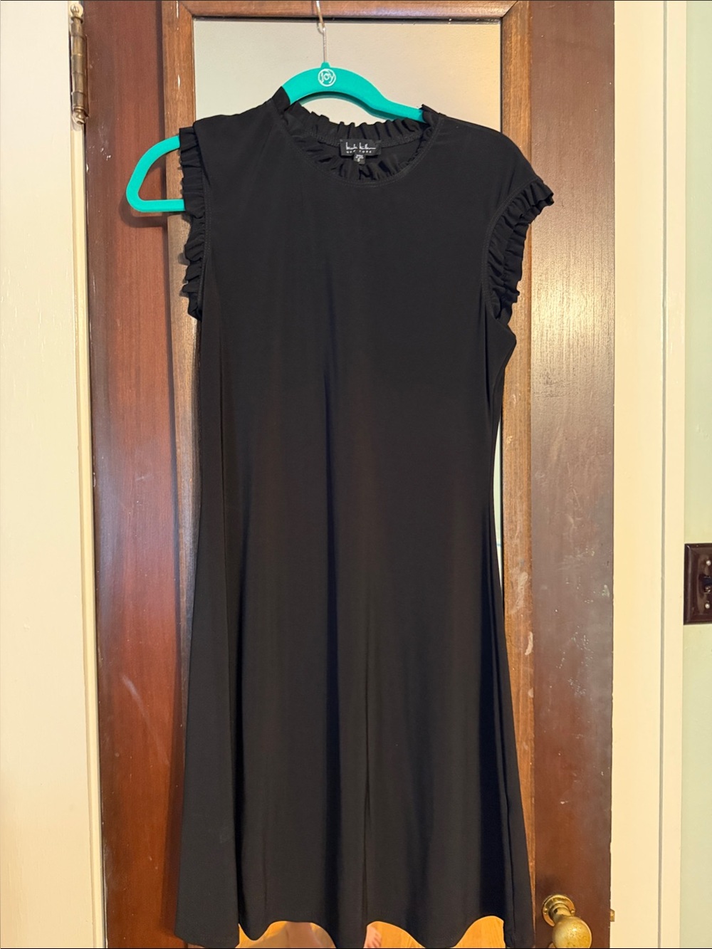 Nicole Miller Black Mini Dress with Ruffle Cap Sleeves